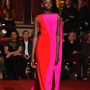 CHRISTIAN SIRIANO Fuchsia Pink Red Cascading Side